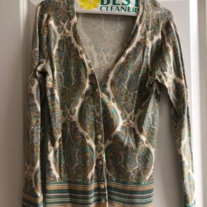 Mustard and blue print cardigan